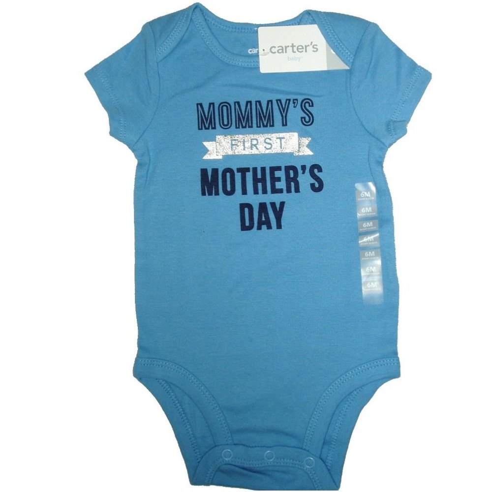 Boys Summer One Piece Outfit Blue Bodysuit Mommy's First Mothers Day